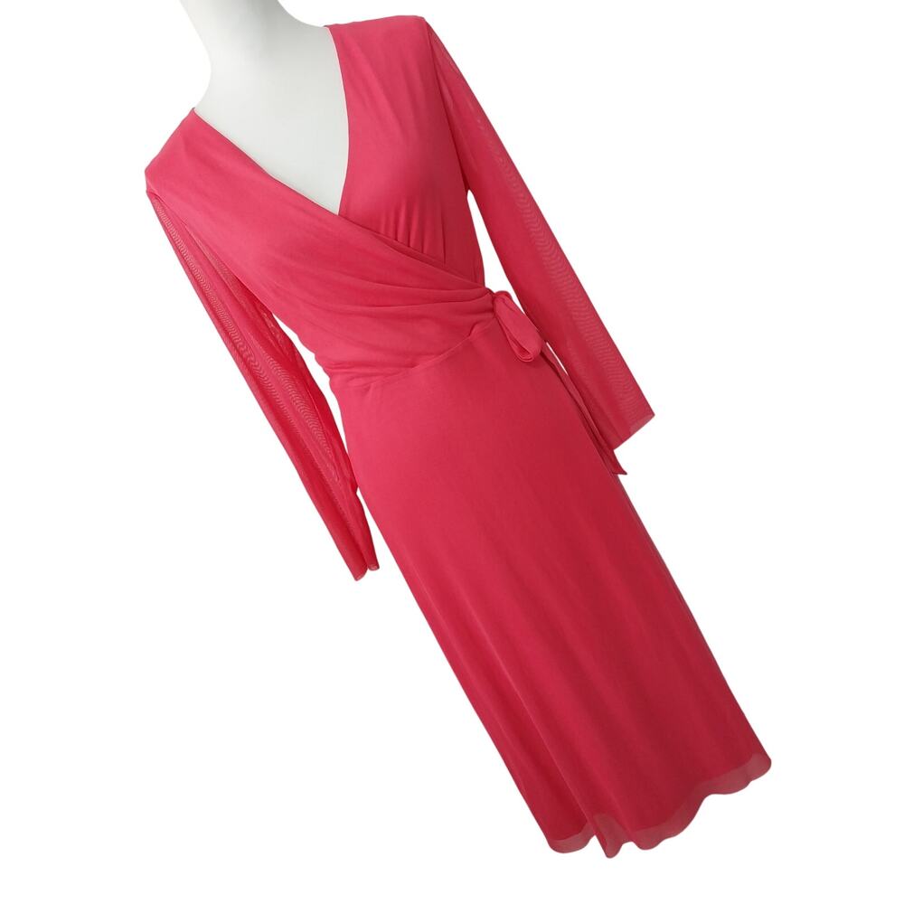 NWT@$139! ANNE KLEIN! FUSCHIA PINK MICRO NET OVER STRETCH SATIN MAXI DRESS! SZ L
